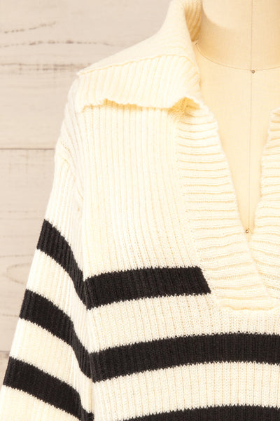 Wokingham | Ivory Knit Sweater w/ Black Stripes | La petite garçonne front