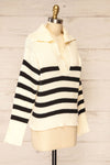 Wokingham | Ivory Knit Sweater w/ Black Stripes | La petite garçonne side view