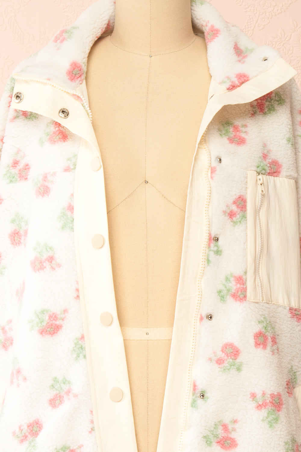 Woolania | Floral Button-Up Teddy Coat