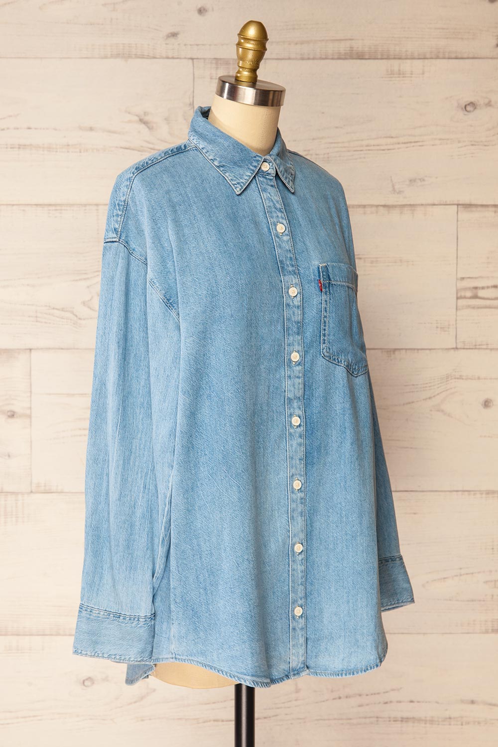 Workington Oversized Blue Denim Shirt | La petite garçonne side view