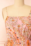 Wydowna Pink Midi Dress w/ Floral Motif | Boutique 1861 front