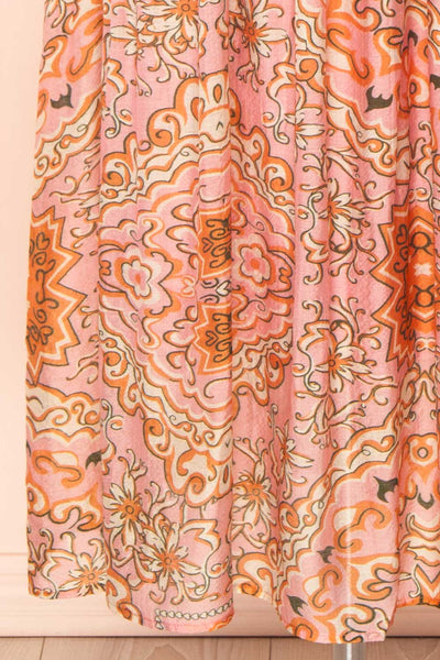 Wydowna Pink Midi Dress w/ Floral Motif | Boutique 1861 bottom