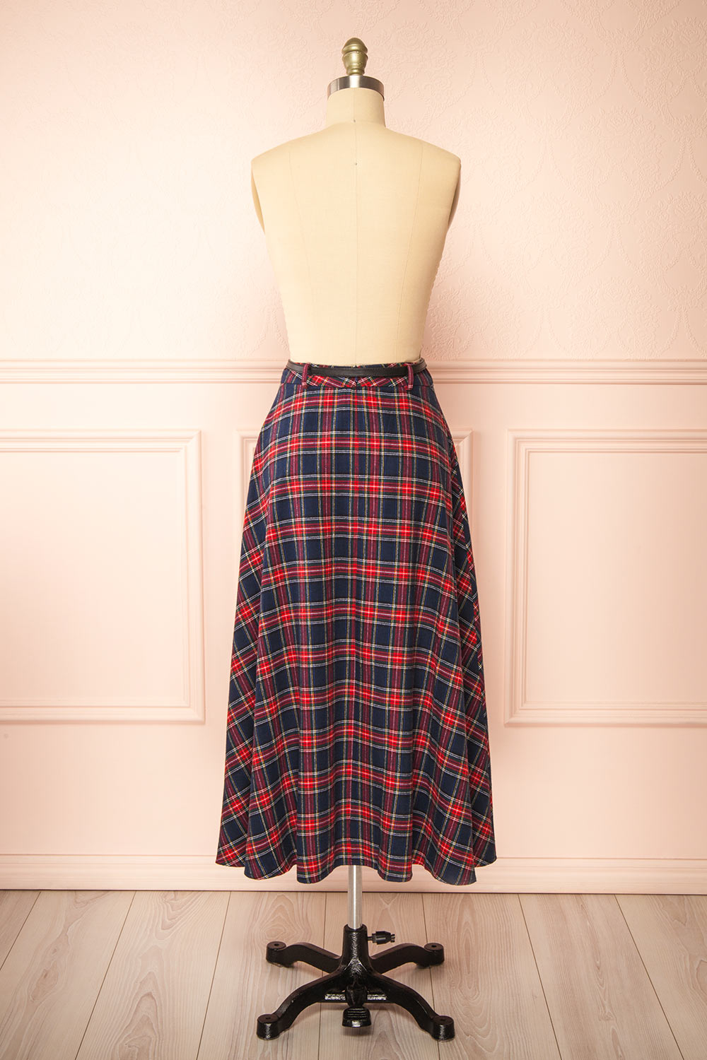 Wylie Plaid Midi Skirt w/ Belt | Boutique 1861 back view