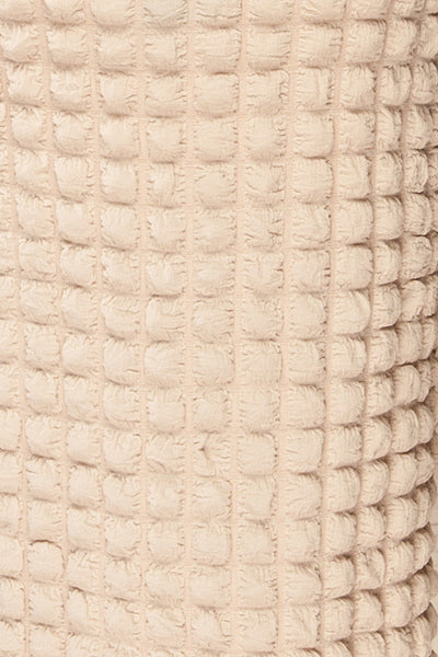 Wyrley Beige Popcorn Textured Midi Skirt | La petite garçonne fabric