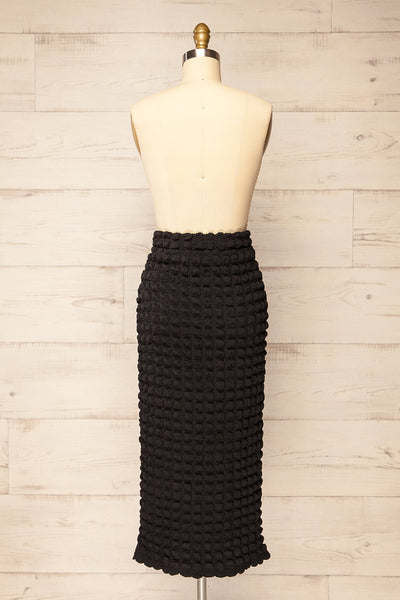 Wyrley Black Popcorn Textured Midi Skirt | La petite garçonne  back view