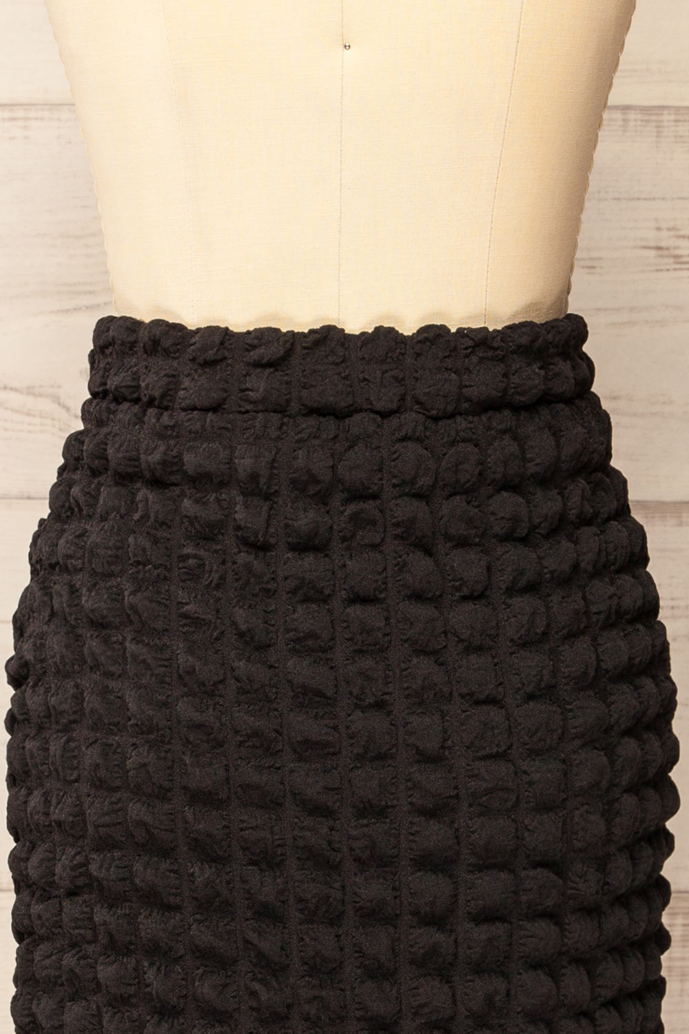 Wyrley Black Popcorn Textured Midi Skirt | La petite garçonne  back