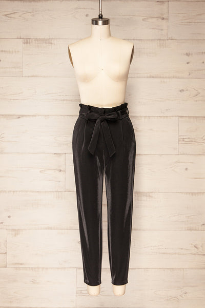 Wytham Black Sparkly Pleated Pants | La petite garçonne front view