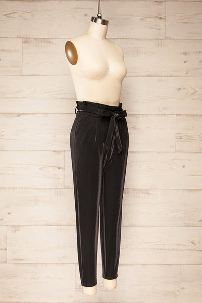 Wytham Black Sparkly Pleated Pants | La petite garçonne side view