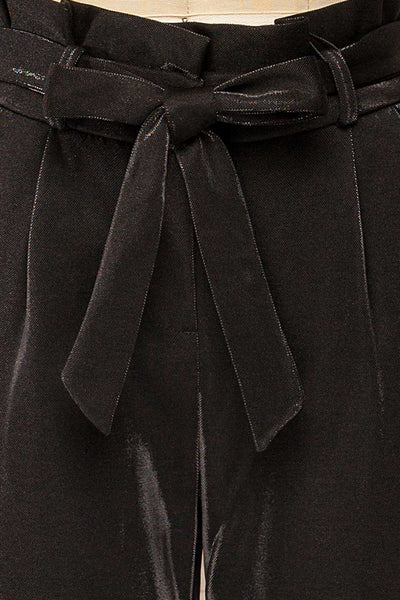 Wytham Black Sparkly Pleated Pants | La petite garçonne fabric