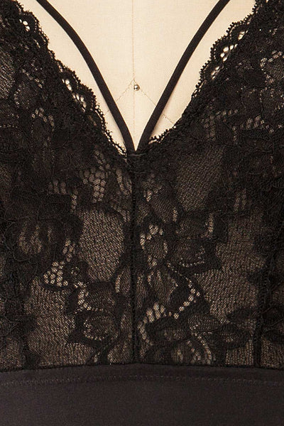 Xalapa Black Lace Lingerie Bodysuit | La petite garçonne fabric