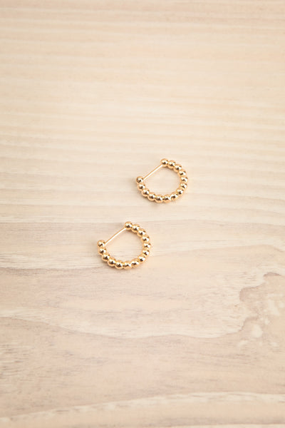Xenthe | Golden Hoop Earrings w/ Metal Beads