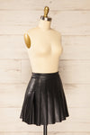 Xichang Black Faux Leather Short Pleated Skirt | La petite garçonne  side view