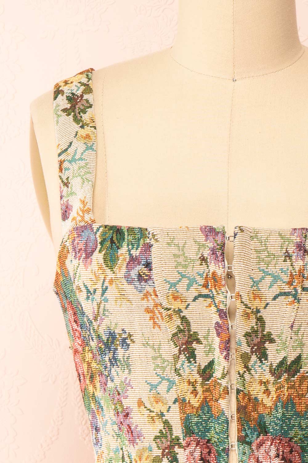 Yanga Cropped Floral Corset Top | Boutique 1861 front close-up