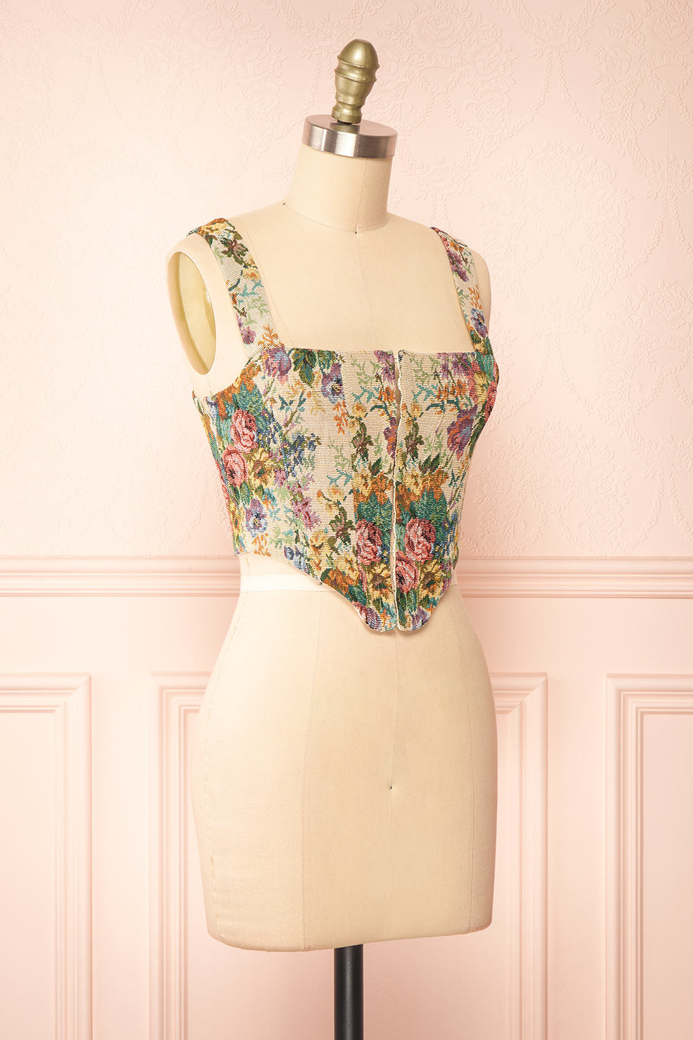 Yanga Cropped Floral Corset Top | Boutique 1861 side view 