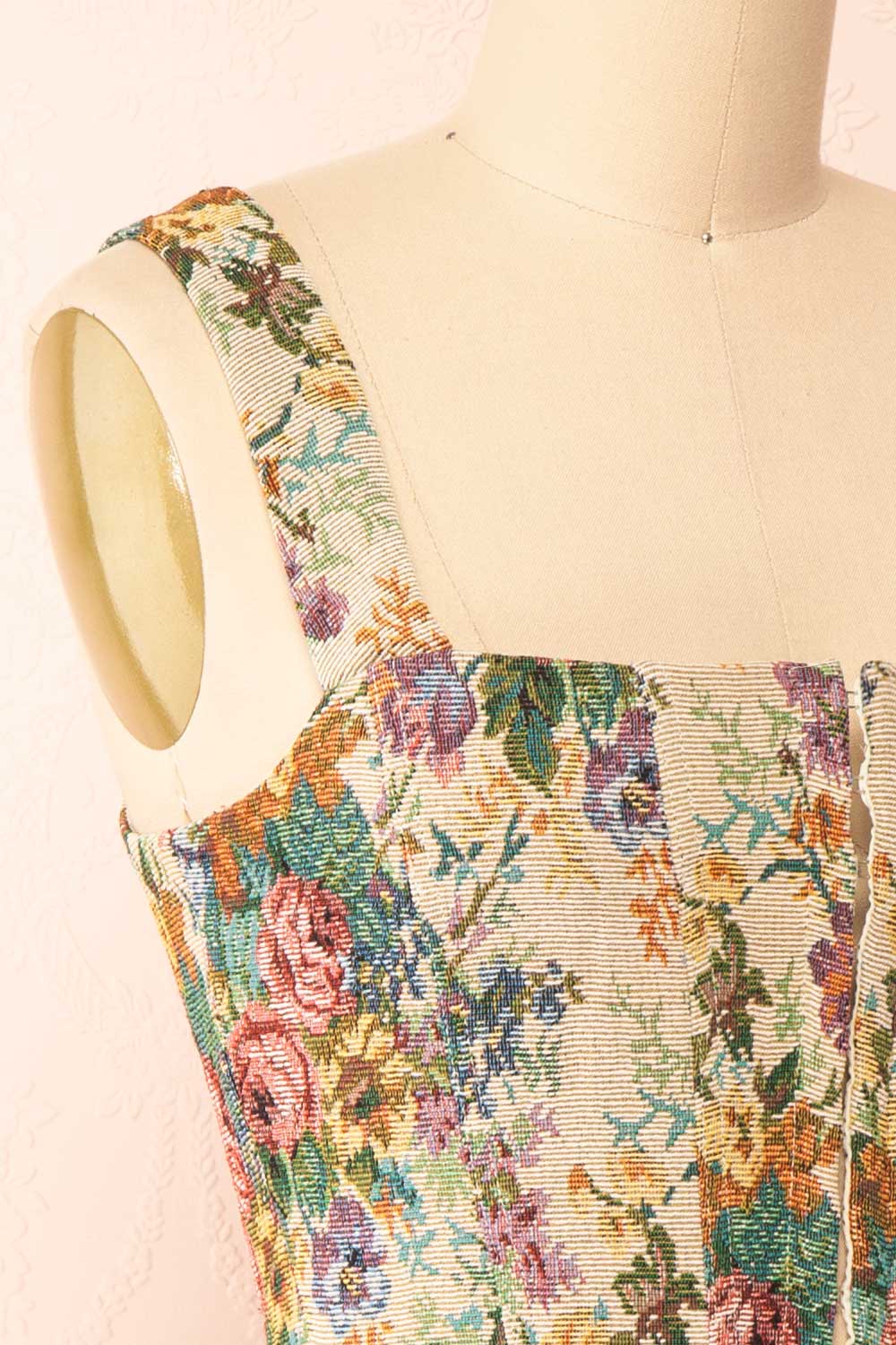 Yanga Cropped Floral Corset Top | Boutique 1861 side close-up