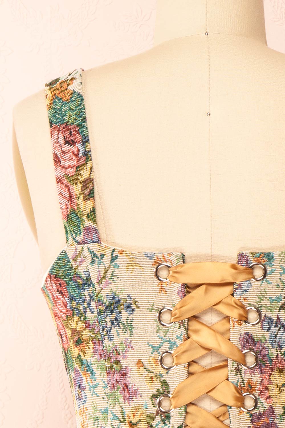 Yanga Cropped Floral Corset Top | Boutique 1861 back close-up