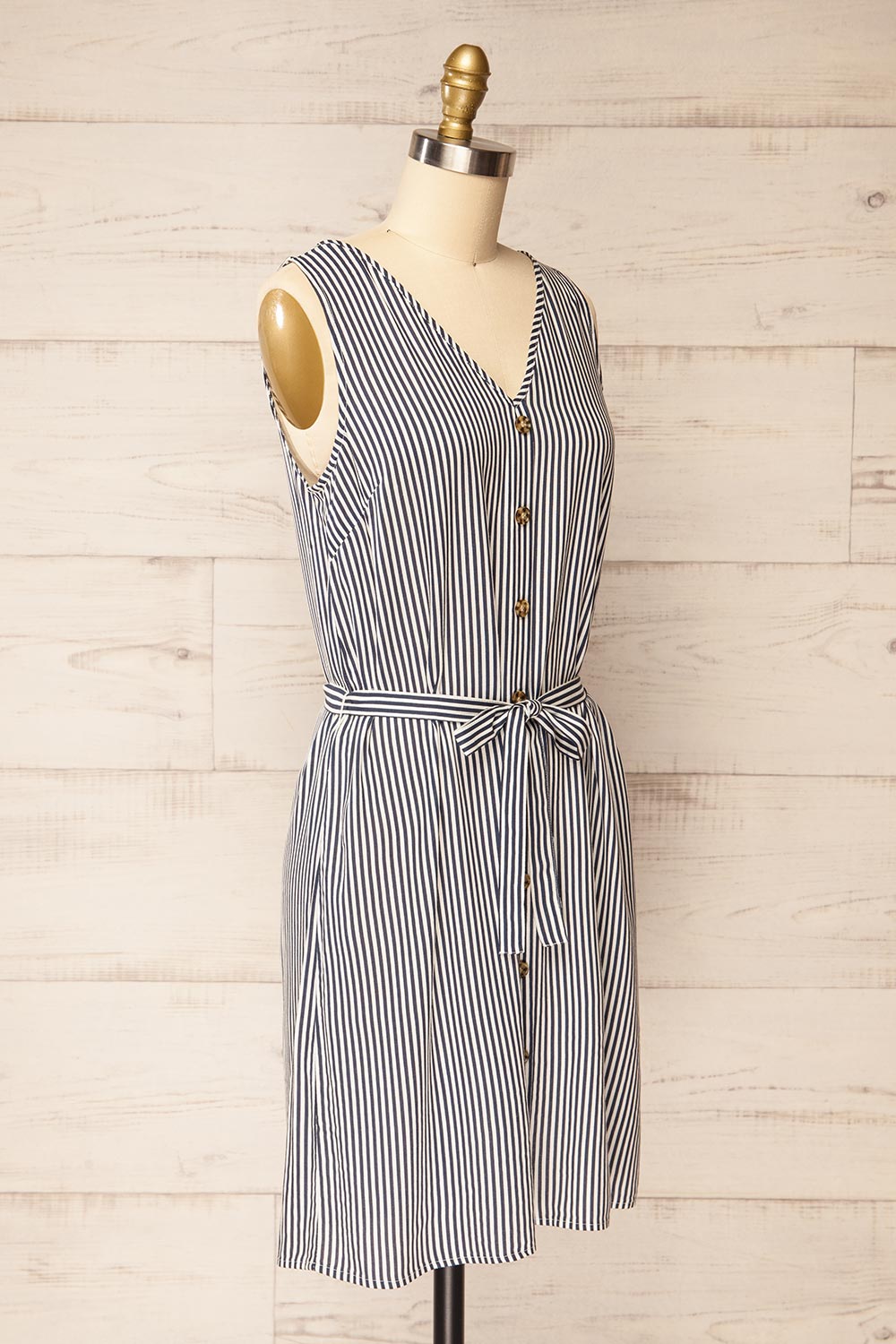 Yanika Striped Short Dress w/ Belt | La petite garçonne side view