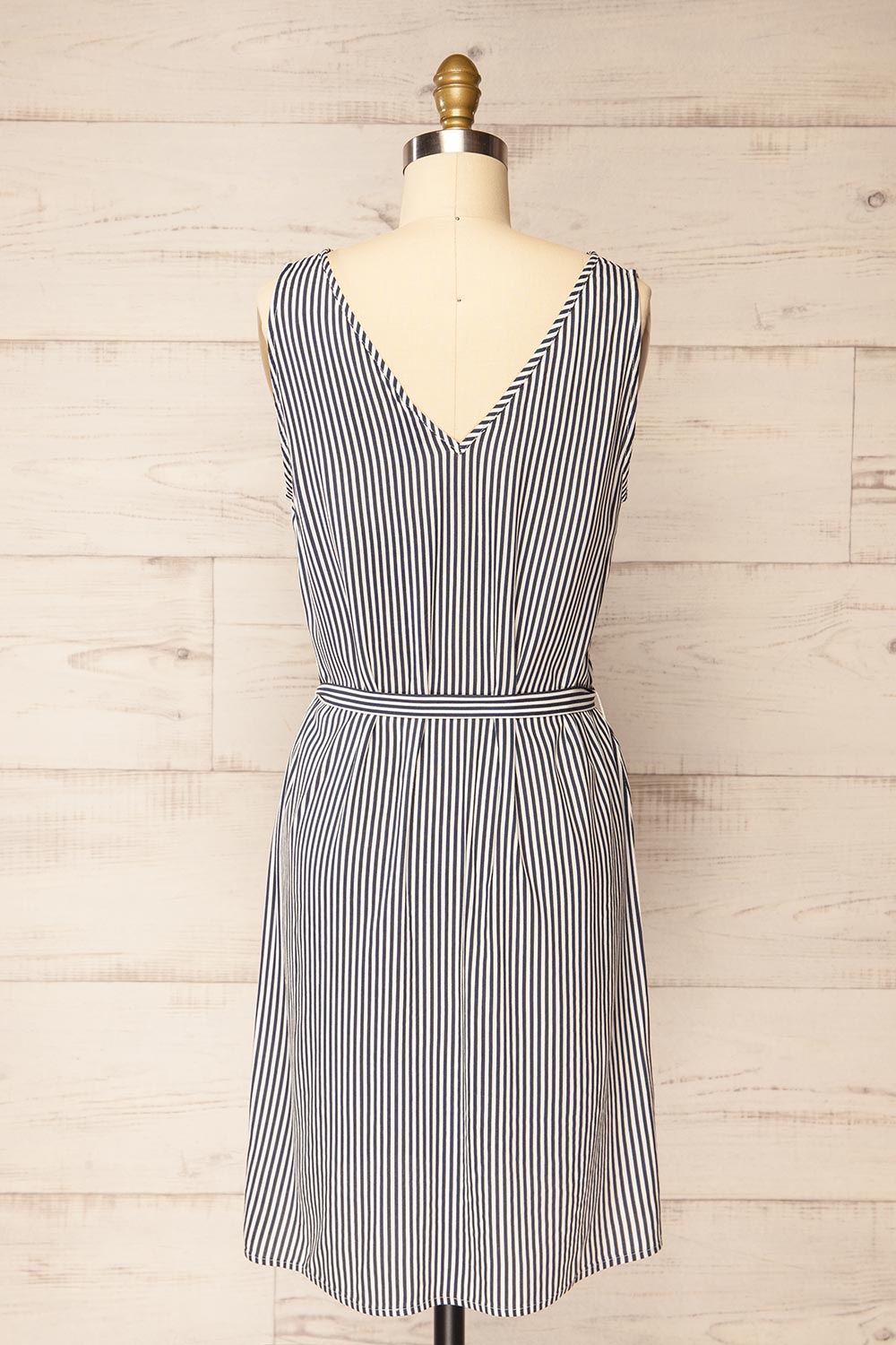 Yanika Striped Short Dress w/ Belt | La petite garçonne back view