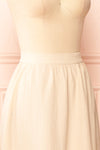 Yanna Beige Waffled Midi Skirt | Boutique 1861 side close-up