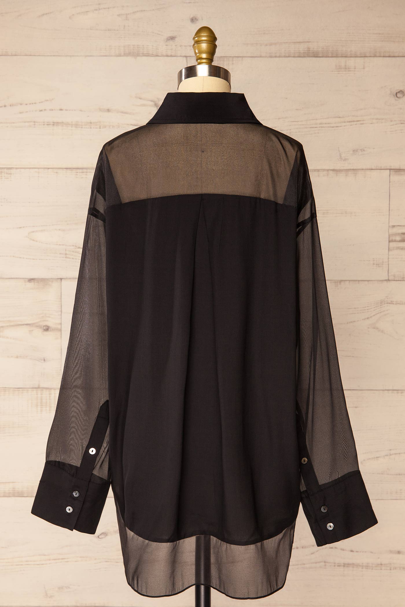 Yarram Black Oversized Sheer Shirt | La petite garçonne back