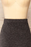 Yarrowford Grey Long Ribbed Knit Skirt | La petite garçonne front close-up