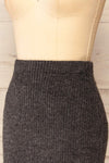 Yarrowford Grey Long Ribbed Knit Skirt | La petite garçonne side close-up