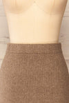 Yarrowford Taupe Long Ribbed Knit Skirt | La petite garçonne front close-up