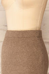Yarrowford Taupe Long Ribbed Knit Skirt | La petite garçonne side close-up