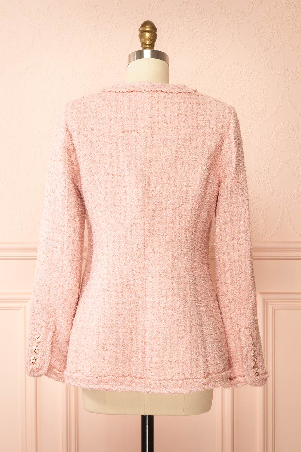 Yasmine Sparkling Pink Tweed Blazer | Boutique 1861 back view