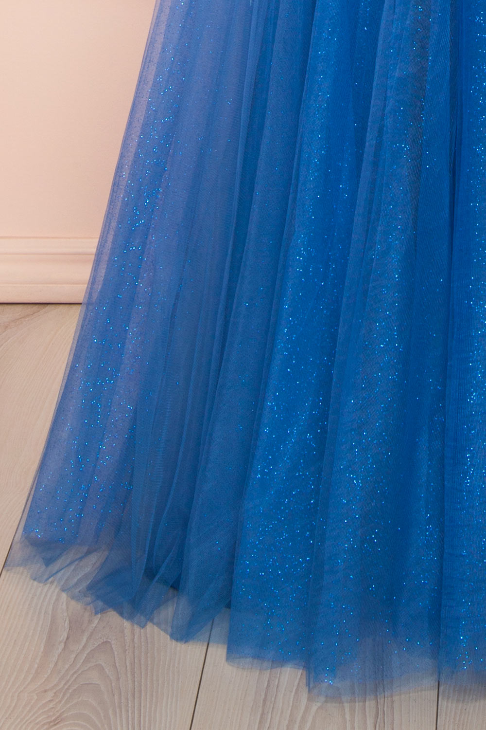 Yeji Blue Sparkly Maxi Dress w/ Embroidered Bodice | Boutique 1861 bottom