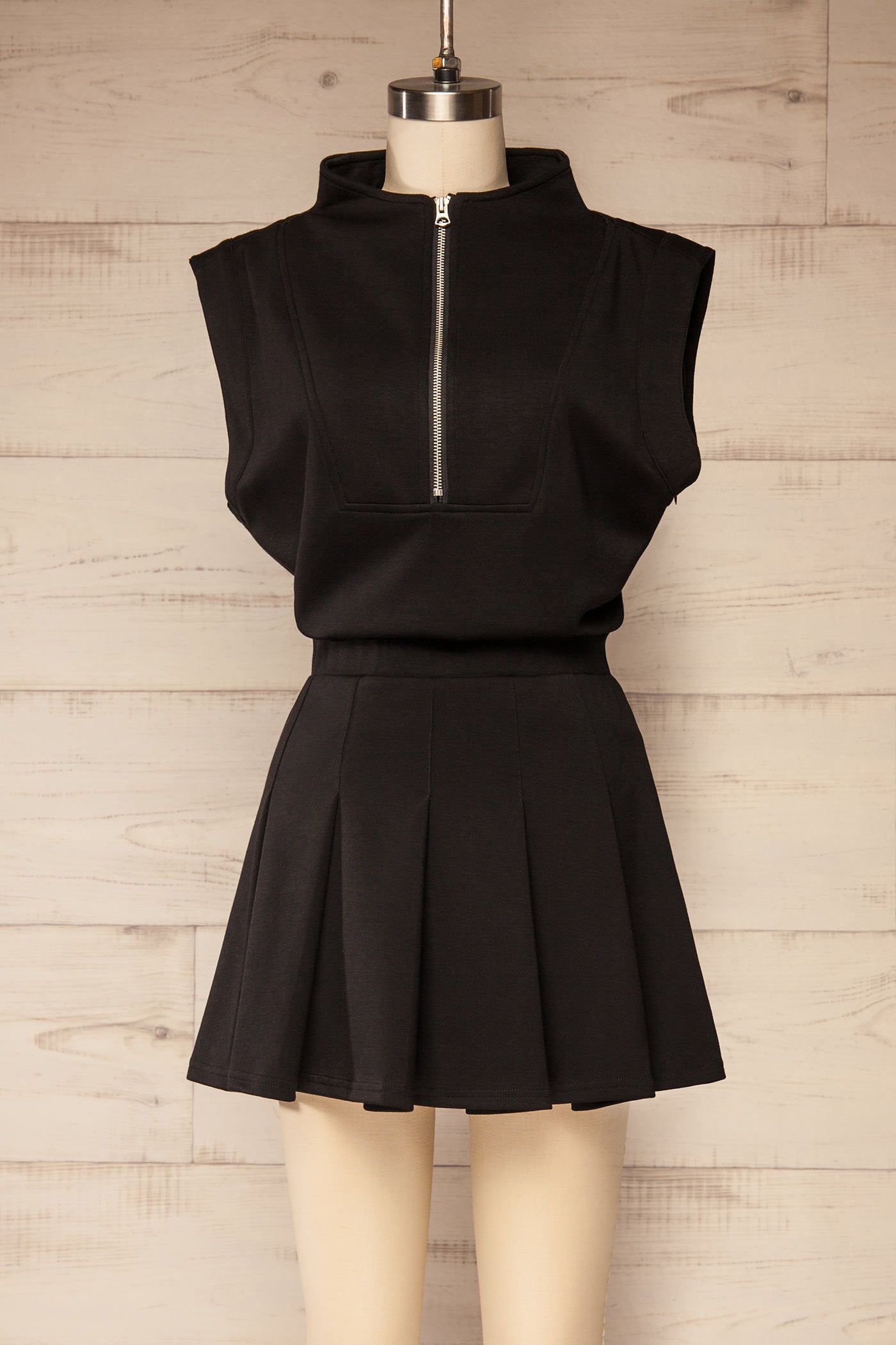 Yelizovo Black Short Dress with Built-In Shorts | La petite garçonne front