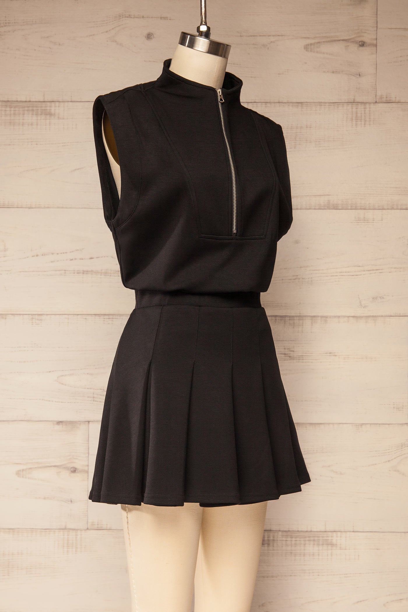 Yelizovo Black Short Dress with Built-In Shorts | La petite garçonne side
