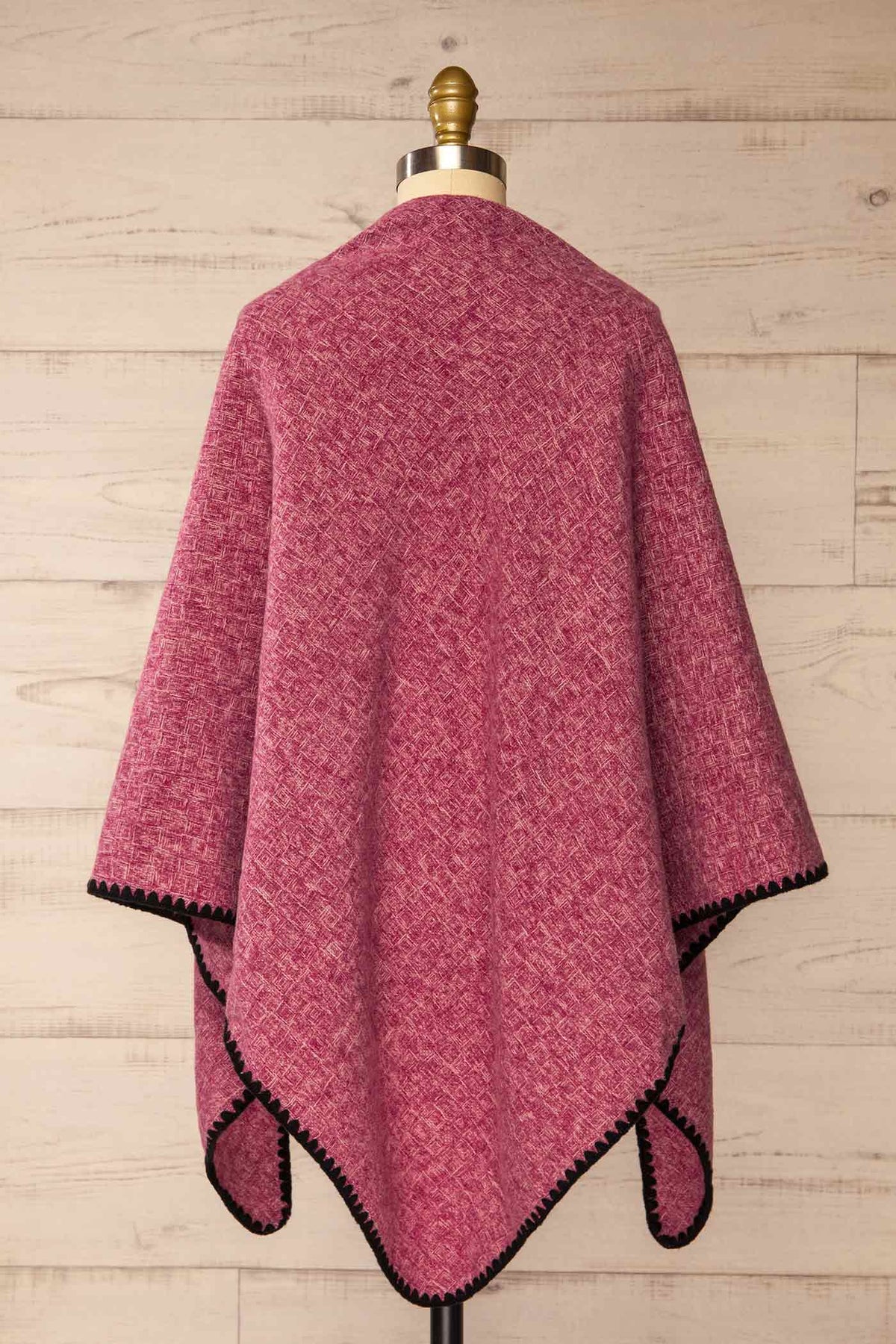 shawl back view of Yelka Pink Triangle Soft Shawl with Contrast Stitch at La petite garçonne