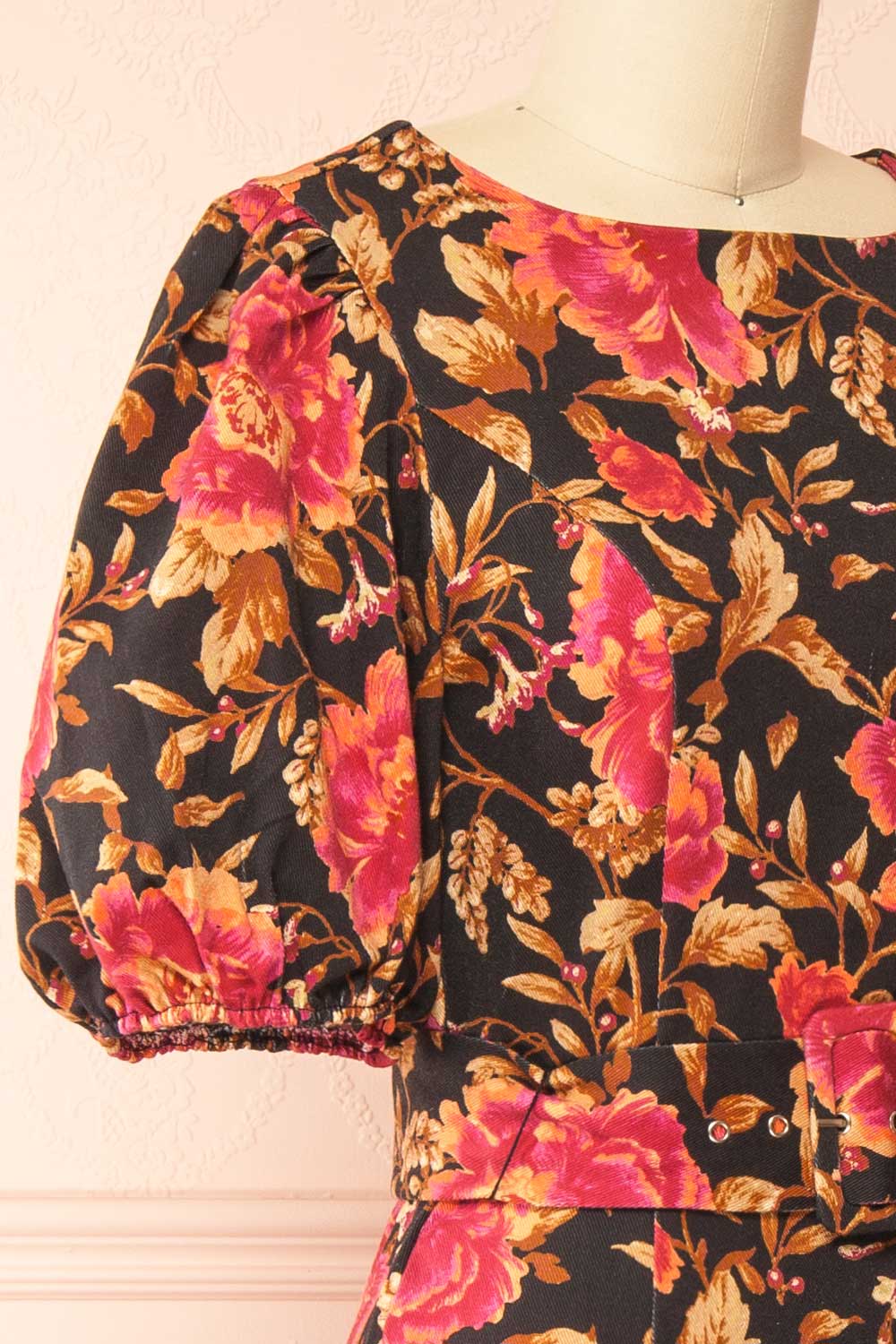 Yeseul Colourful Fitted Floral Denim Dress | Boutique 1861 side