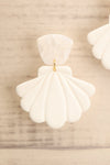Yetish White Large Shell Pendant Earrings | La petite garçonne  close-up