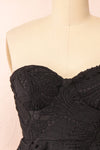 Ylvya Short Strapless Black Lace Dress | Boutique 1861  front close-up