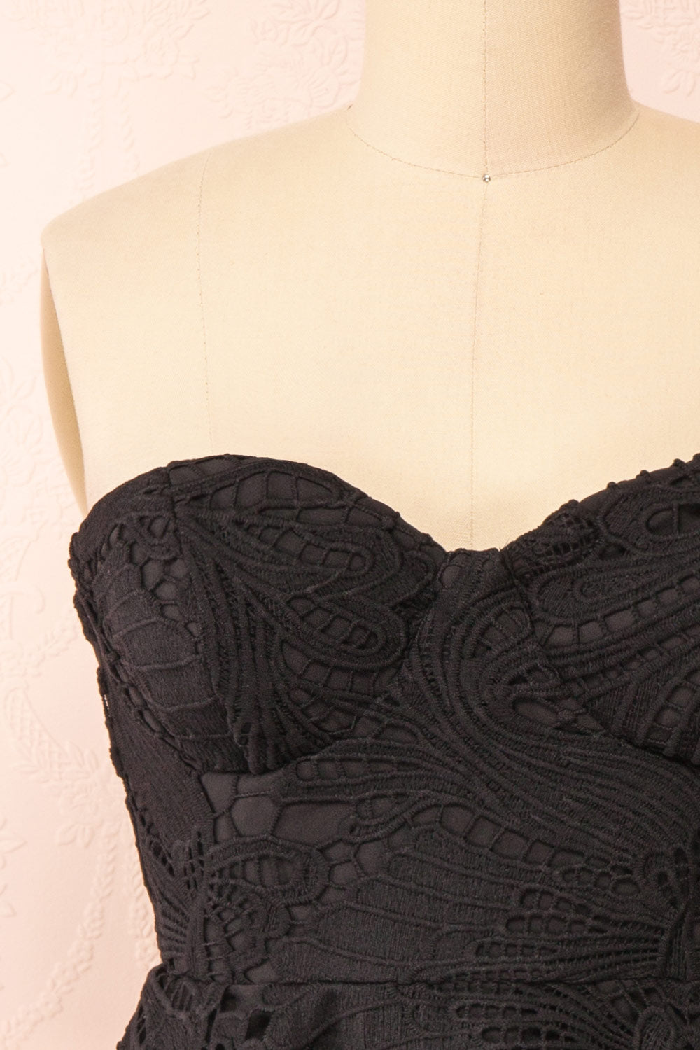 Ylvya Short Strapless Black Lace Dress