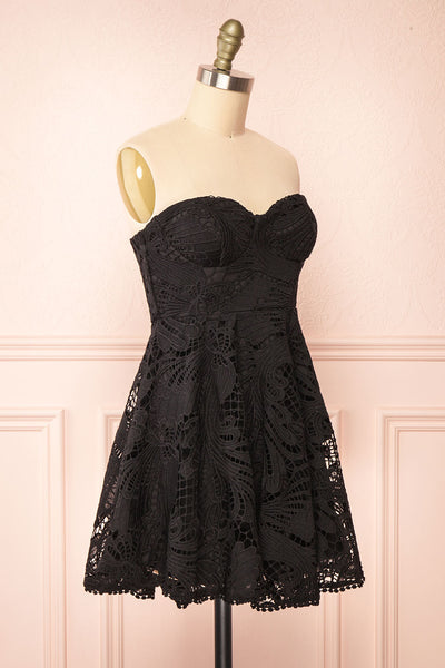 Ylvya Short Strapless Black Lace Dress | Boutique 1861  side view