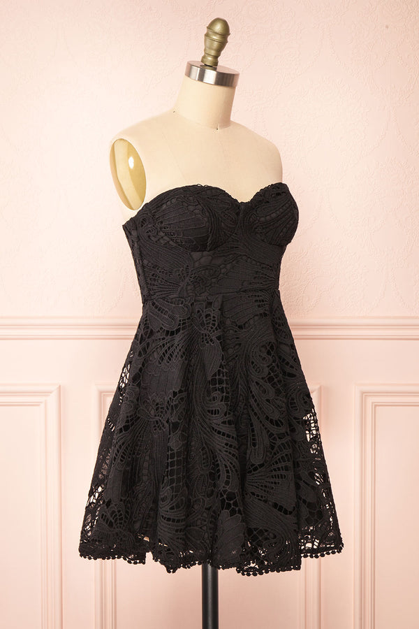 Ylvya Short Strapless Black Lace Dress | Boutique 1861