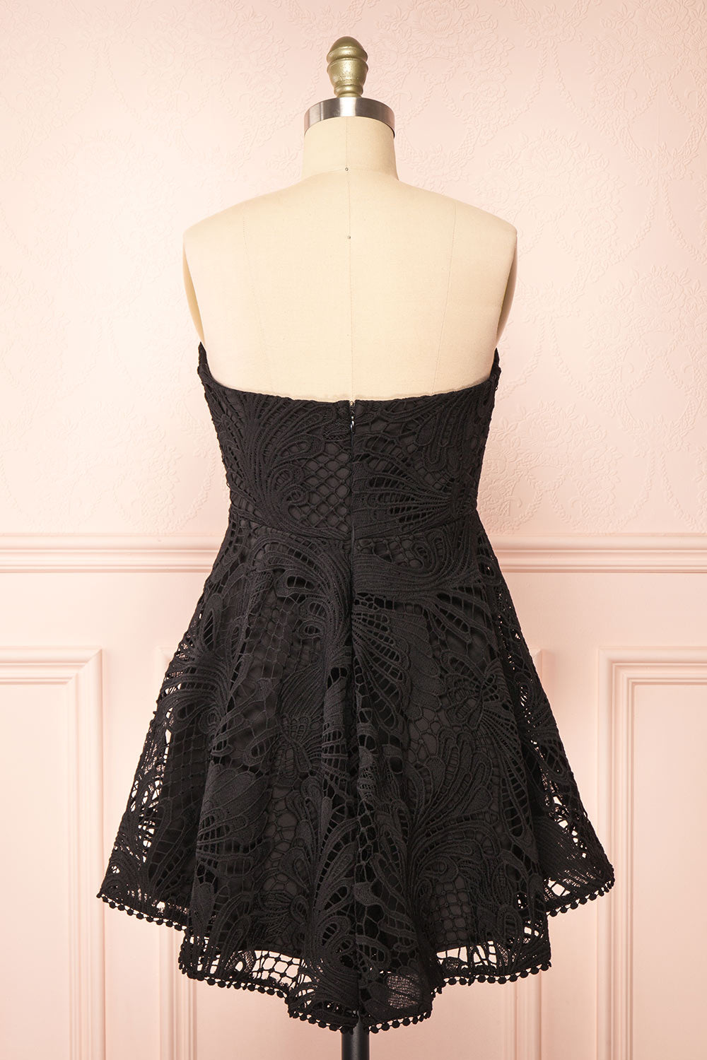 Ylvya Short Strapless Black Lace Dress