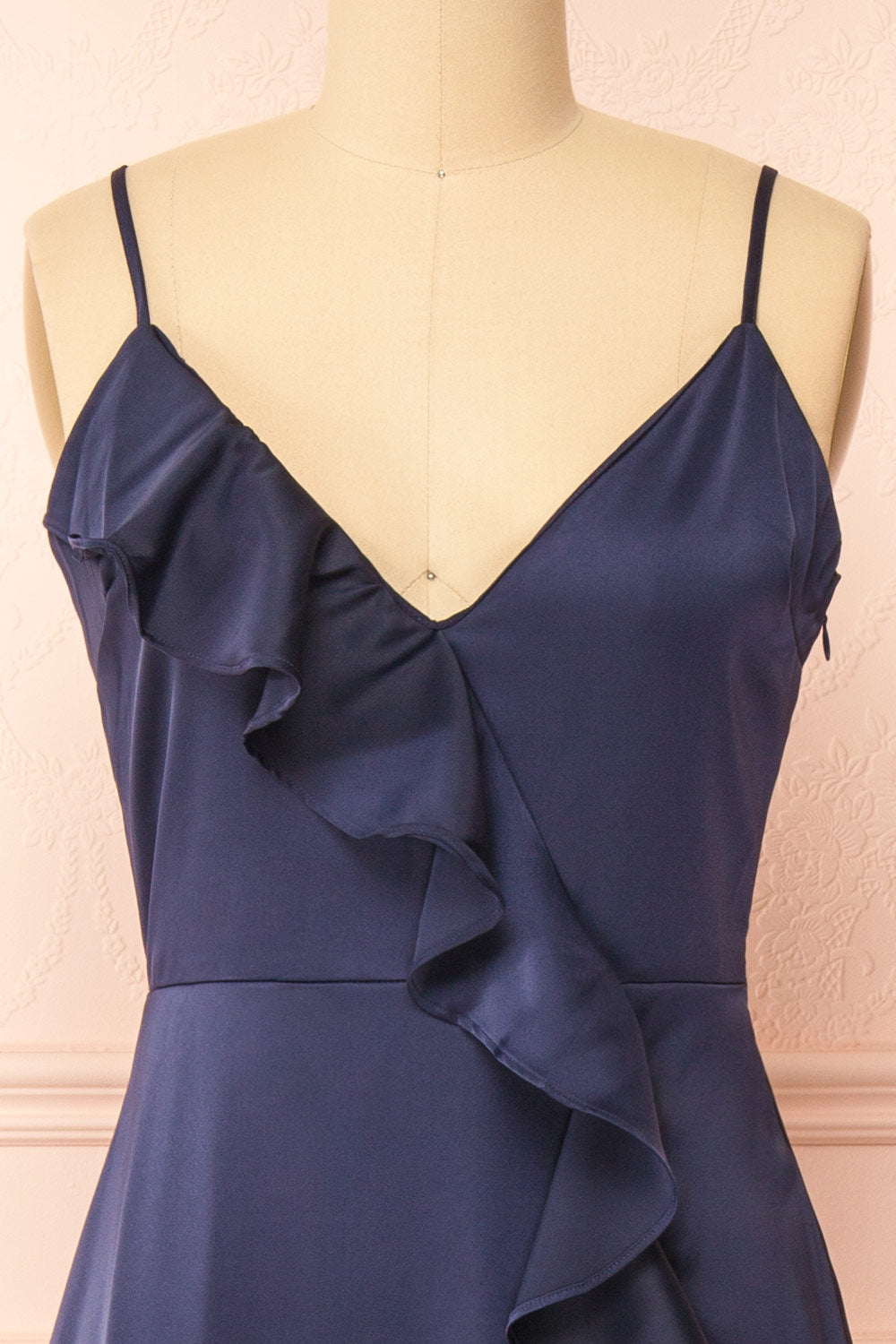 Yoani Navy Maxi Dress w/ Ruffles | Boutique 1861 front