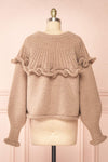 Yorleni Light-Brown Knit Sweater w/ Ruffles | Boutique 1861 back view