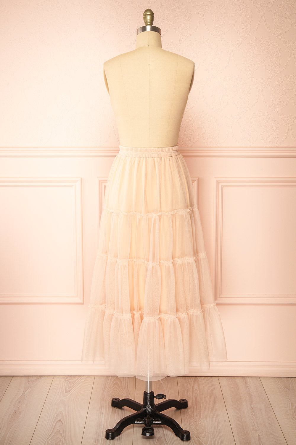 Yotsuba Blush Tiered Tulle Midi Skirt | Boutique 1861  back view