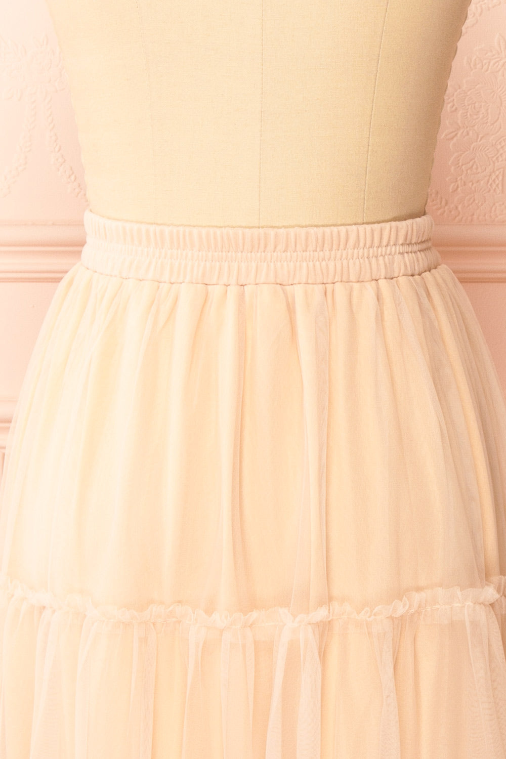 Yotsuba Blush Tiered Tulle Midi Skirt | Boutique 1861  back 