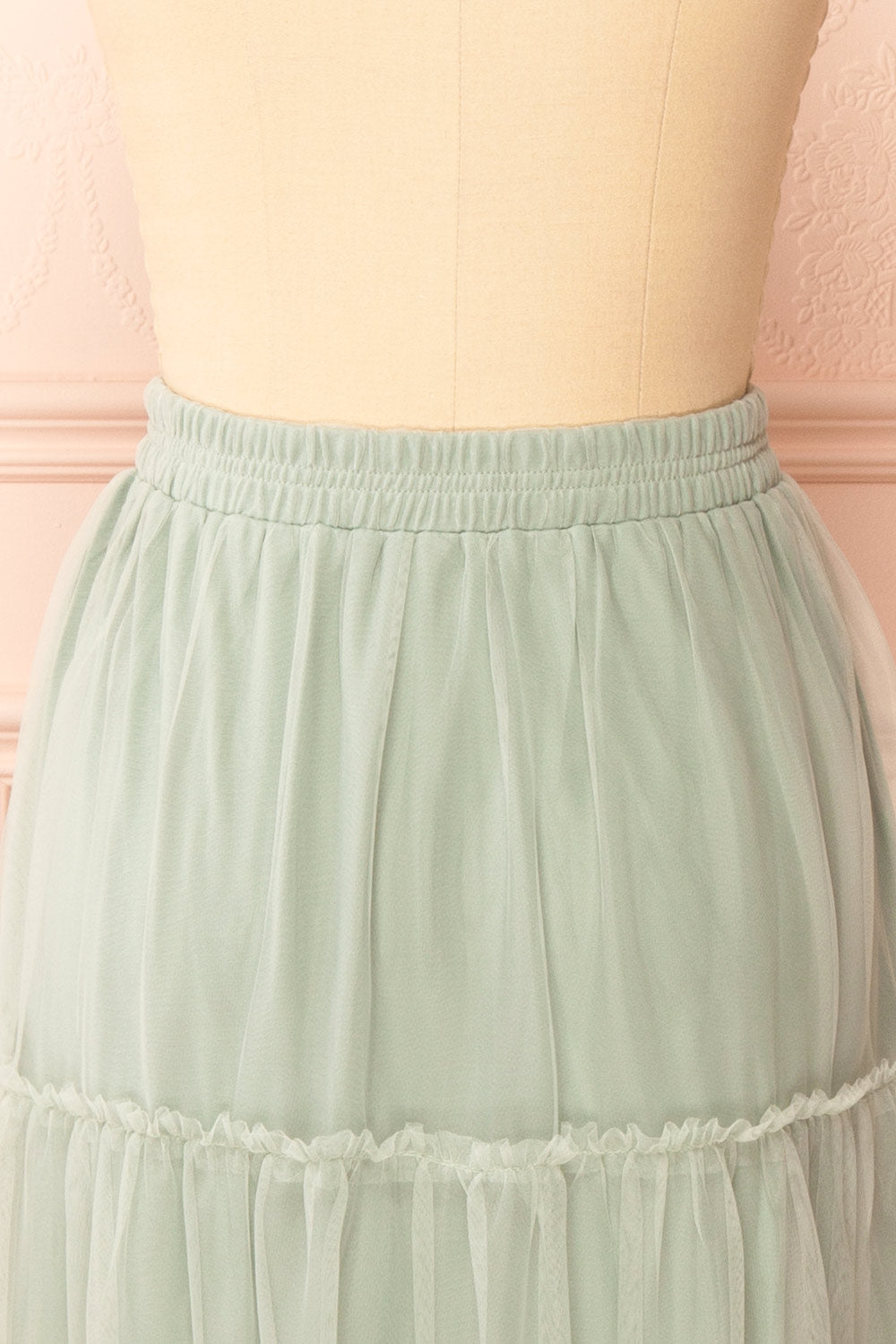 Yotsuba Sage Tiered Tulle Midi Skirt | Boutique 1861  back