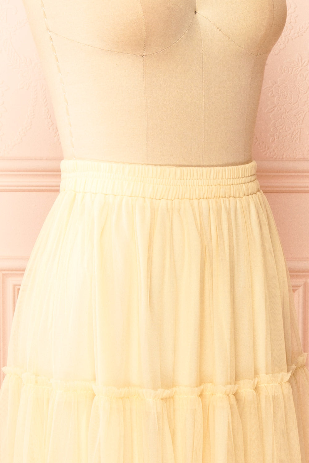Yotsuba Yellow Tiered Tulle Midi Skirt | Boutique 1861 side