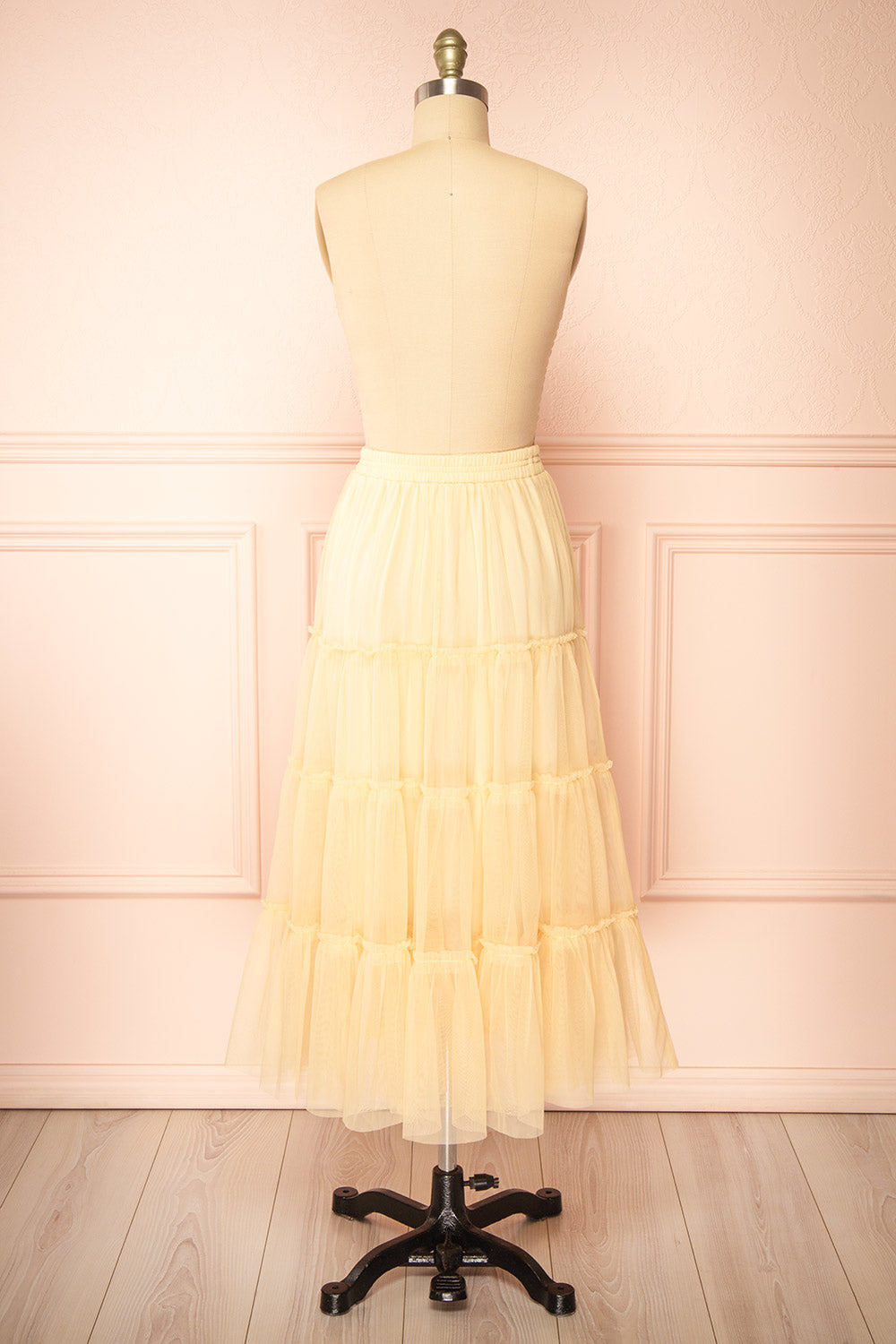 Yotsuba Yellow Tiered Tulle Midi Skirt | Boutique 1861 back view
