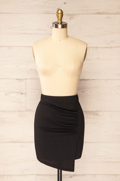 Yozgat Black Short Skirt w/ Asymmetrical Hem | La petite garçonne front view