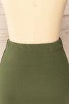 Yozgat Khaki Short Skirt w/ Asymmetrical Hem | La petite garçonne back close-up