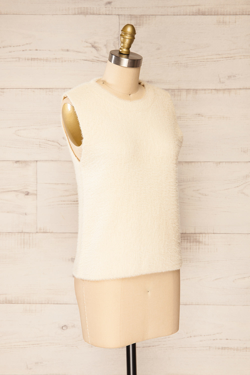 Yerevan Cream Sleeveless Knit Sweater Vest | La petite garçonne  side view 